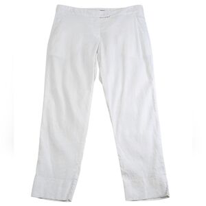 THEORY Linen Blend Slim-Leg Crop/Ankle Pants White Sz 6 | Office Business Boss